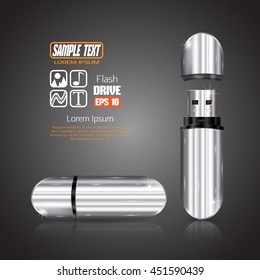 Vector USB Flash Drive on a dark background