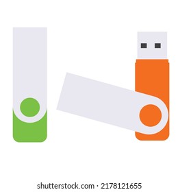 Vector USB Flash Drive OR pen drive aislado en fondo blanco