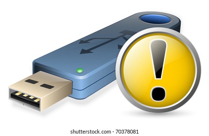 Vector USB Flash drive with WARNING sign