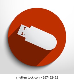 Vector usb flash drive web flat icon in circle