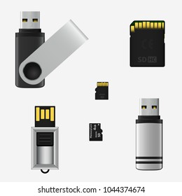 Vector USB flash drives and memory cards
