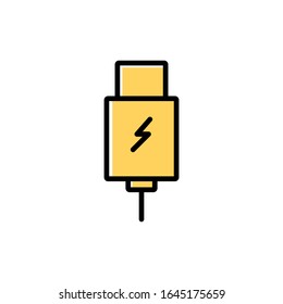 Vector USB plug icon isolated on white background