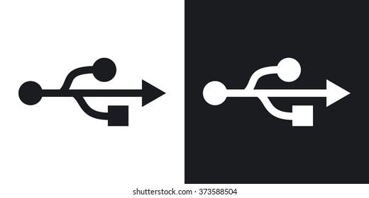 Vector usb sign. Two-tone version on black and white background