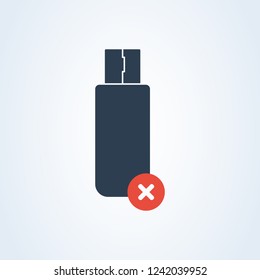 vector usb type-c and usb-c memory icon. delete flash memory. warning information