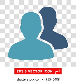 Vector User Accounts EPS vector pictograph. Illustration style is flat iconic bicolor cyan and blue symbol on a transparent background.