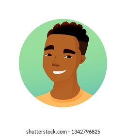 Vector user avatar isolated on white background. Young man profile picture in cartoon flat style.