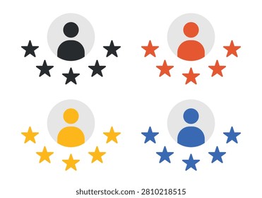 Vector User Avatar In Multiple Color With Five Star Icon Set
