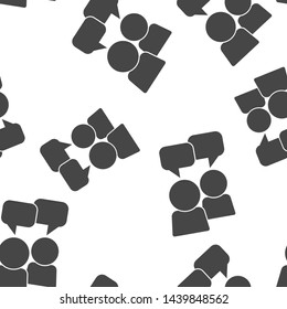 Vector user chat icon. People interaction symbol seamless pattern on a white background.