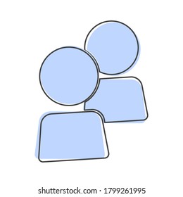 Vector user chat icon. People interaction symbol cartoon style on white isolated background.
