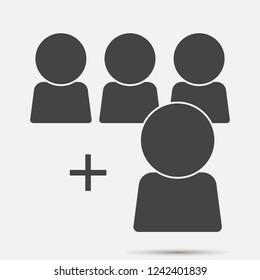 Vector user chat icon. Symbol of interaction of people with a cloud of thoughts. Add user. Layers grouped for easy editing illustration. For your design.
