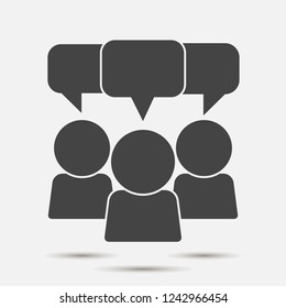Vector user chat icon. Symbol of interaction of people with a cloud of thoughts. Layers grouped for easy editing illustration. For your design.