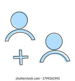 Vector user chat icon. Symbol of interaction of people. Add use cartoon style on white isolated background.