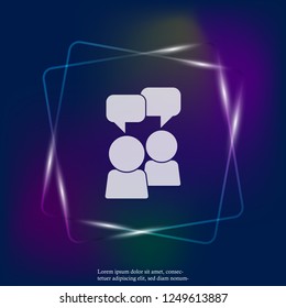 Vector user chat neon light  icon. Flat Symbol of interaction of people with a cloud of thoughts icon. Layers grouped for easy editing illustration. For your design