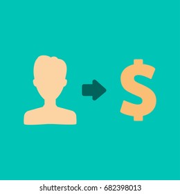 Vector user earnings icon with currency