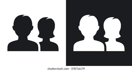 Vector user group icon. Two-tone version on black and white background