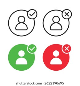 Vector User Icon In Circle With Check And Cross Mark