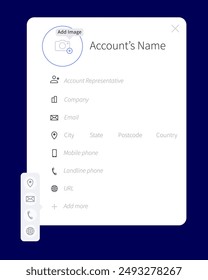 Vector user interface account profile details for online platform