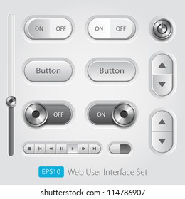 Vector user interface collection. On off buttons, bars, power buttons, toggle switch, sliders