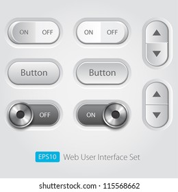 Vector user interface collection. On off buttons, bars, power buttons, toggle switch, sliders