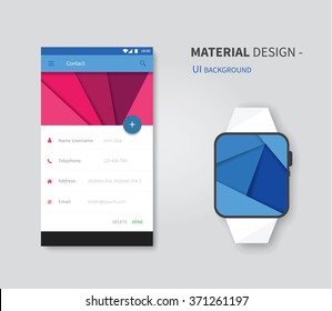 Vector User Interface Layout With Smart Watch / Ui Material Design Concept