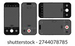 Vector user interface of mobile phone camera application for photography and video capturing. Realistic mockup or template with empty transparent background