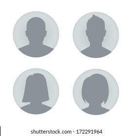 Vector user profile illustrations. Man and woman. 