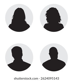 Vector user profile illustrations. Man and woman. 