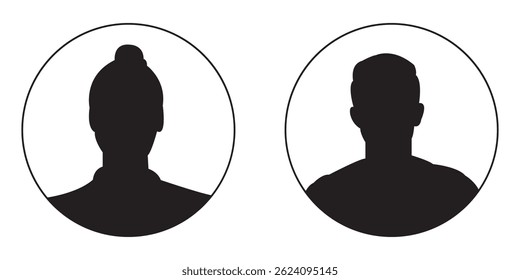 Vector user profile illustrations. Man and woman. 