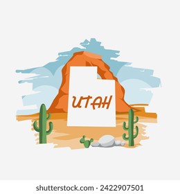 vector of utah state with desert view perfect for print, apparel, etc