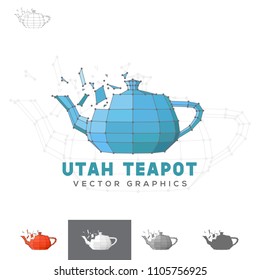 Vector Utah Teapot 3d Polygons Vertexes Geometric Logo Icon Brand Symbol Shape Corporate Identity Professional Business Company Modern Tech