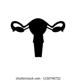 vector uterus with ovary tubes and cervix utery silhouette anatomy realistic black on white background isolated