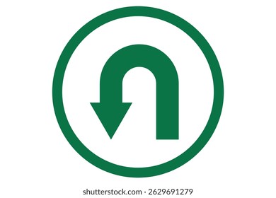 Sinal de Estrada em U-Turn Vetor com símbolo de curva. Seta, direção, ícone de curva em U.