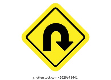 Vector U-Turn Señal de tráfico con símbolo de giro. Flecha, dirección, icono de giro en U.