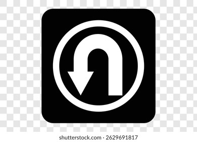 Vector U-Turn Road sign with turn symbol. Arrow, direction, U Turn icon.