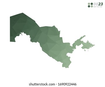 Vector de Uzbekistán mapea el mosaico del triángulo del polígono verde con fondo blanco. degradado de estilo.