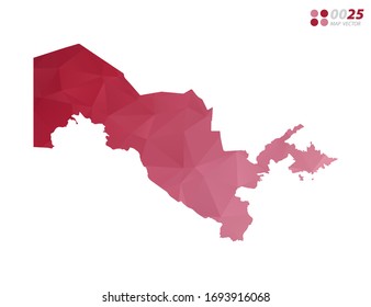 Vector de Uzbekistán mapea mosaico de triángulo de polígono rojo con fondo blanco. degradado de estilo.