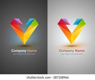 Vector V abstract logo icon. Corporate identity. Design elements. Origami shapes.