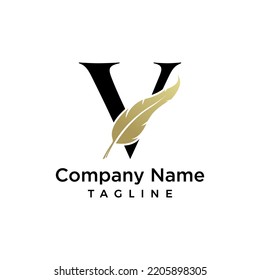 vector V black and gold color notary logo