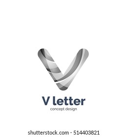 Vector V-Brief-Logo, modernes abstraktes geometrisches elegantes Design, glänzender Lichteffekt. Mit fließenden Wellen kreiert