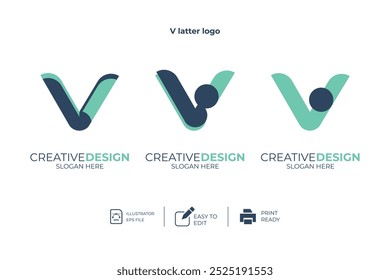 vector V Letter minimalist creative business company Logo Design Free Icon 