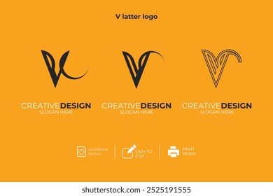 vector V Letter minimalist creative business company Logo Design Free Icon 