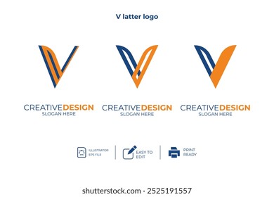 vector V Letter minimalist creative business company Logo Design Free Icon 