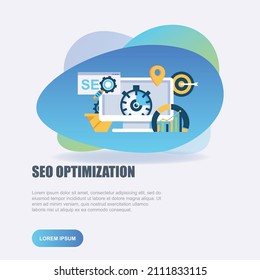 Vector of v SEO performance Modern thin line flat style design.
