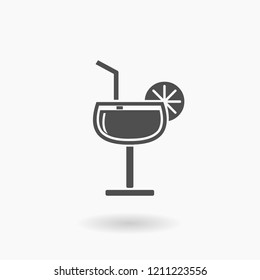 Vector Vacation Cocktail Drink Icon Illustration silhouette.