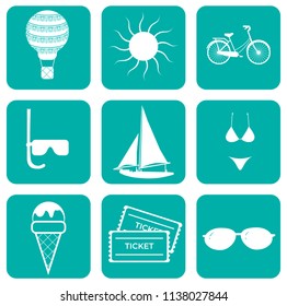 vector vacation icons set, summer  time