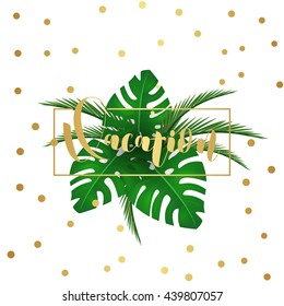 Vector vacation poster background. summer vacation. Handwritten with striped background. Summer flyer.