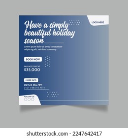 Vector vacation trip and holiday social media post