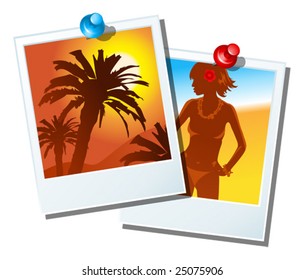 vector vacation's pictures are attached with pins