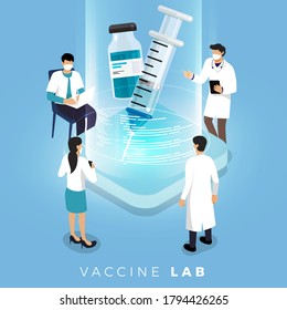 Vector Vaccination Concept. Healthy drug vaccination, injection. Isolated vector illustration.