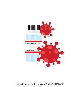 vacuna vectorial coronavirus 1 dosis en la parte inferior del virus anti-rojo